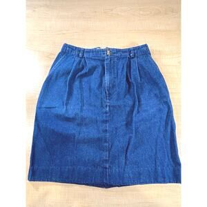 Vintage LL Bean Denim Skirt Pleated 100% Cotton Womans Size 2/4